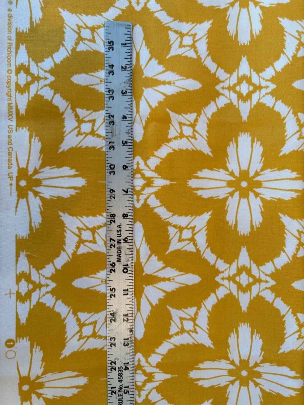 Yellow and White Geometric Fabric - Picture 3 of 3